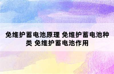 免维护蓄电池原理 免维护蓄电池种类 免维护蓄电池作用